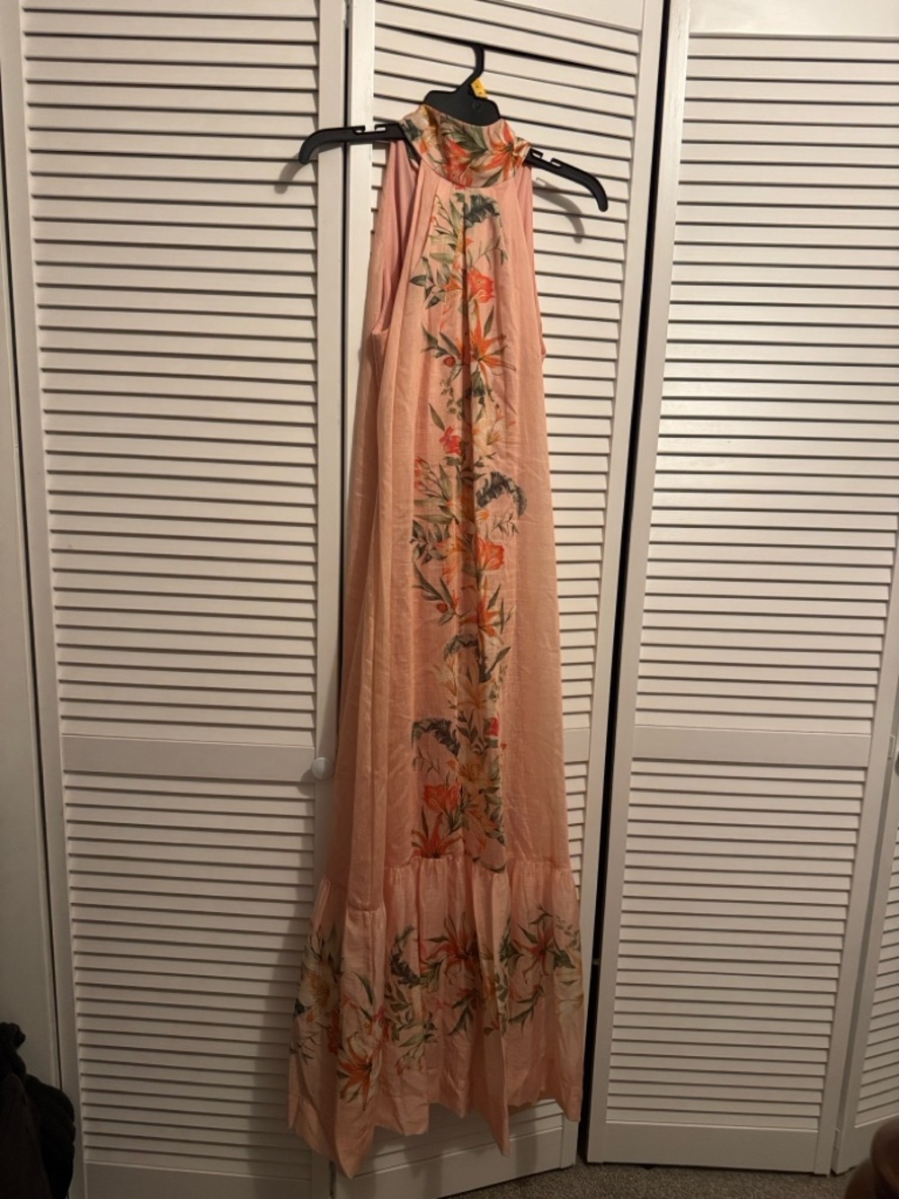 Taylor Peach Floral Sleeveless Maxi Dress with Scarf Tie